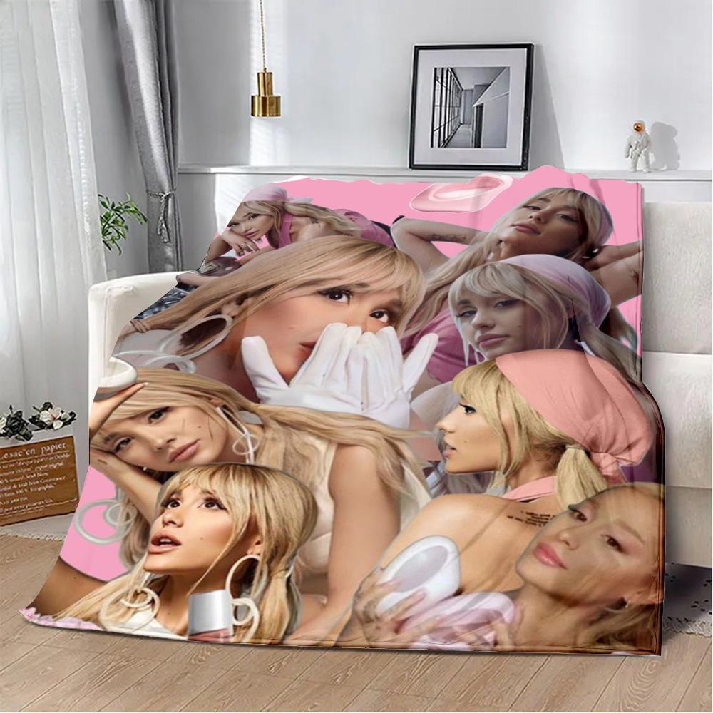 Printed Blanket Picnic Blankets Singer A-Ariana Grande Warm Blanket Soft and Comfortable Blanket Home Travel Birthday Gift