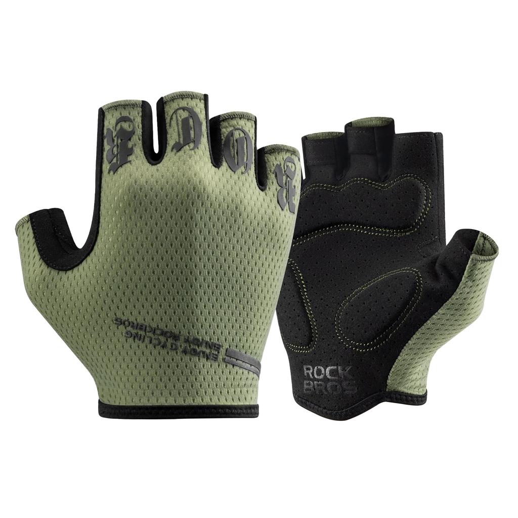 ROCKBROS Summer Cycling for Road and Outdoor and Gloves, Fingerless, Breathable, Stretchy, Shock-Absorbent, Quick-Drying, Abrasion-Resistant,