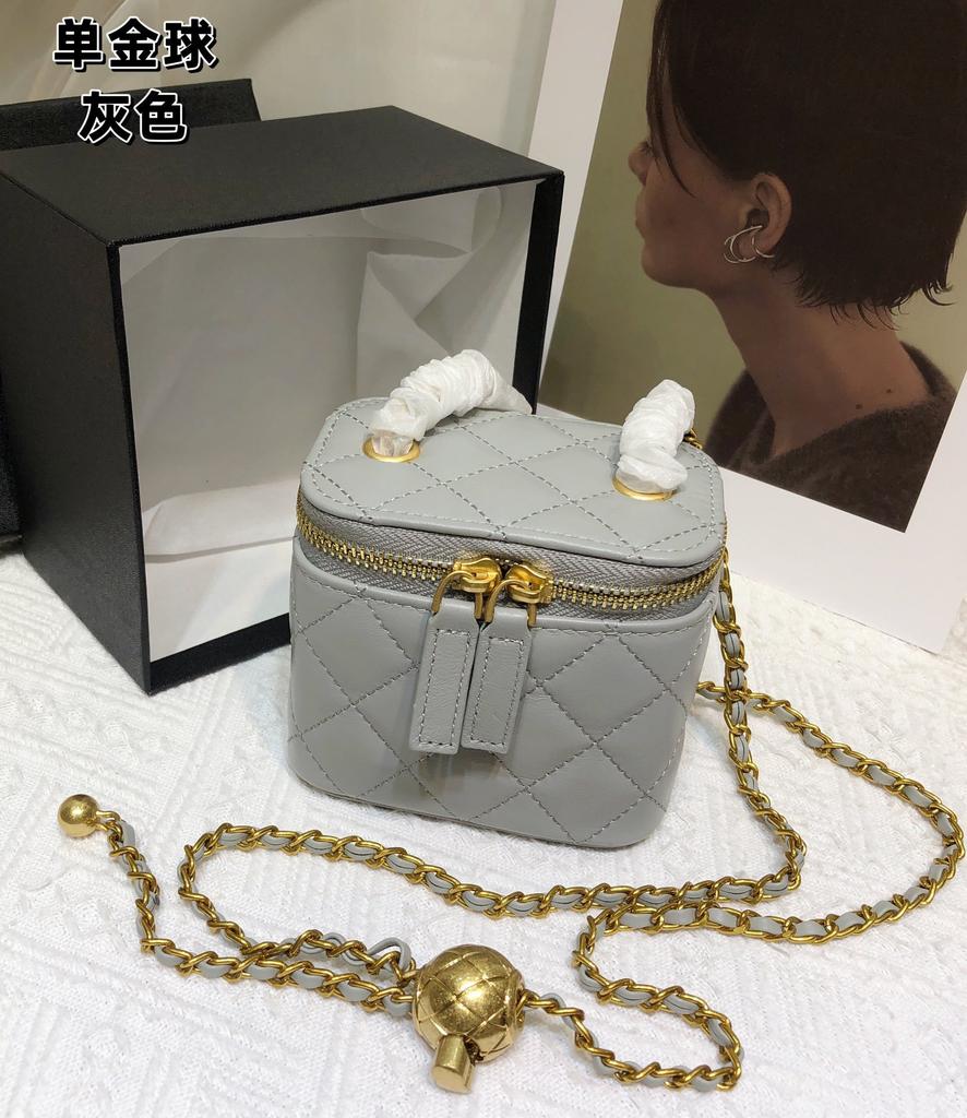 Rhombus chain bag 2024 new sheepskin box bag genuine leather women's bag mini lipstick bag shoulder messenger bag