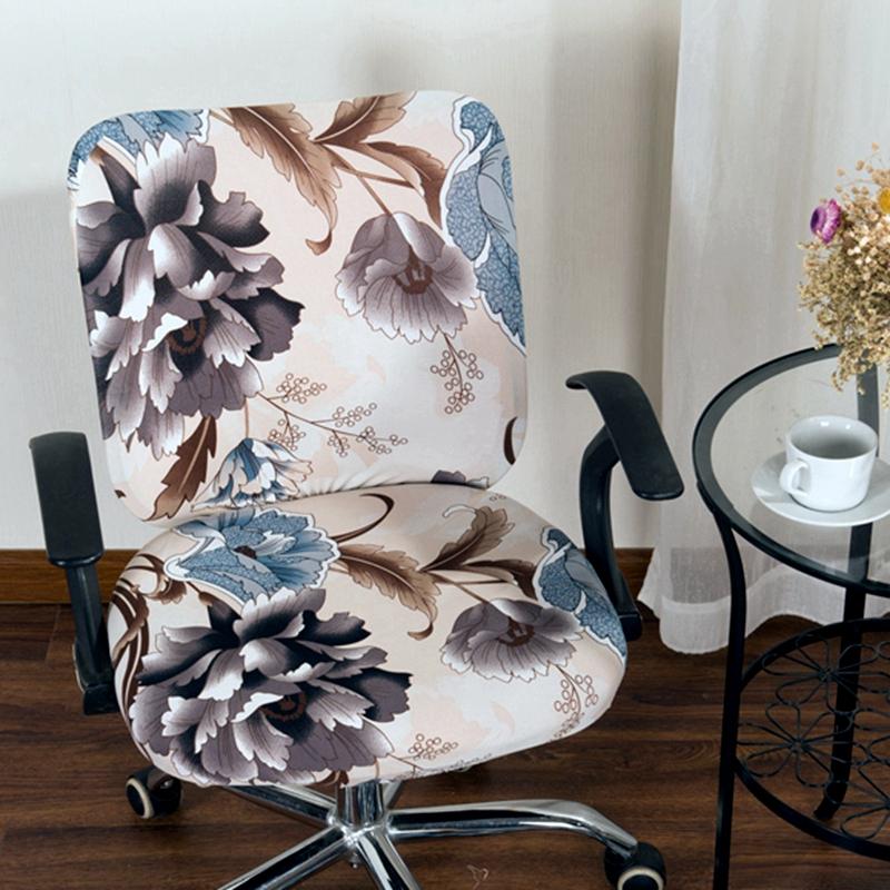 2pcs Set Universal Split Office Use Chair Cover Elastic Spandex Chair Back Cover +Seat Cover Anti -Dirty Office Use Computer Chair Cover