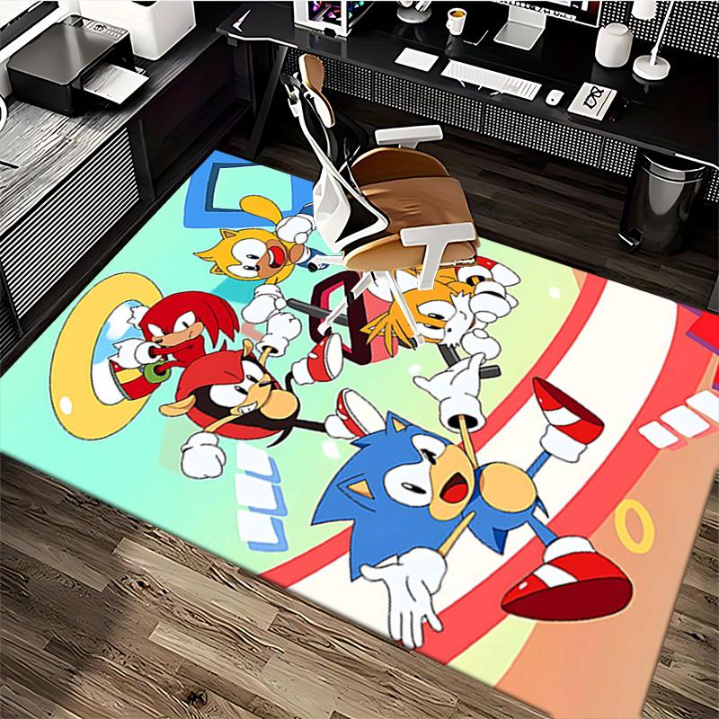 1pc Sonic the Hedgehog Tails Knuckles Echidna Chair Mat, Office Desk Pad - Non-Slip Carpet for Home Decor, Gaming Room, Living Room, Bedroom - Suitabl