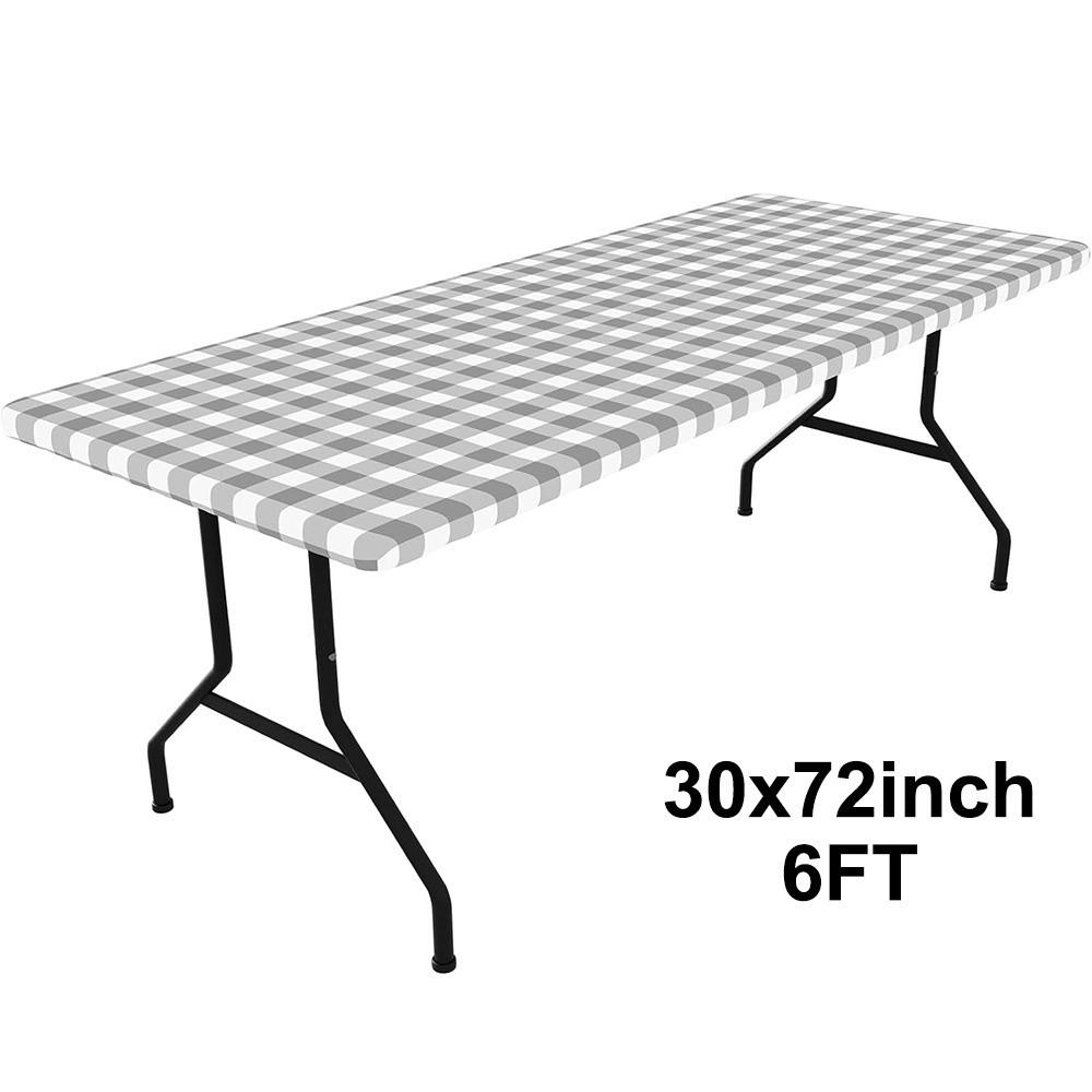 New 30x72inch Spandex Tablecloth 6FT Rectangle Oil-Proof Fitted Table Cover Waterproof Table Protector Dining Tables