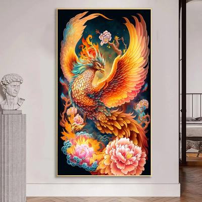 Büyük renkli İlahi Kuş Phoenix Elmas Boyama Diy Tam Elmas Nakış Taklidi Resimleri Mozaik Hayvanlar