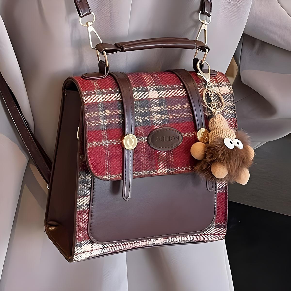 

Women s college style backpack, niche backpack, new minimalist checkered backpack, commuting British style women s bag красный