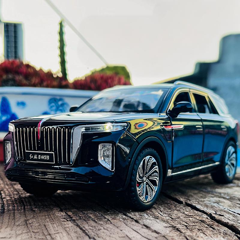 1/24 Hong Qi E-HS9 Pure Electric Large SUV Alloy Metal Diecast Model Home Display Decoration Ornaments Sound and Light Birthday