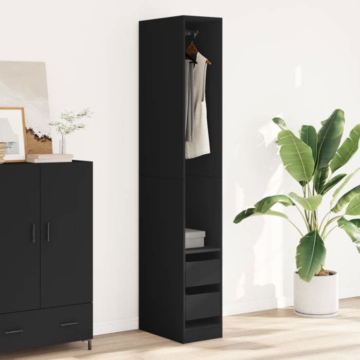 VidaXL Garde-robe noir 30x50x200 cm bois d'ingénierie, armoire de rangement, organisateur de garde-robe, armoire, placard, 3307739