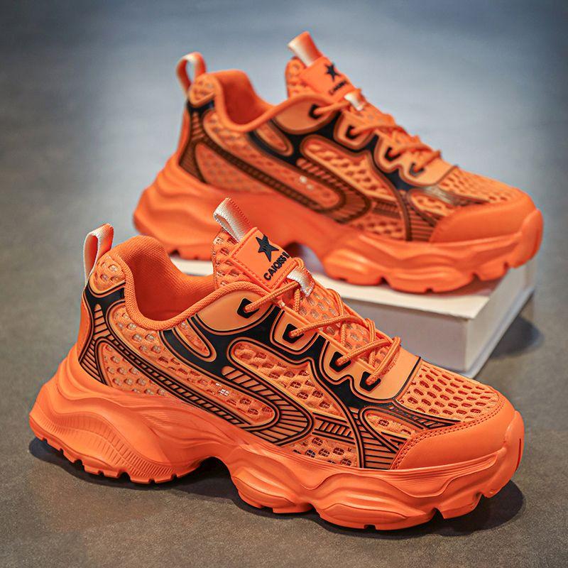 Fashion Yellow Male Sports Shoes Low-Top Mesh Upper Breathable Comfortable Athletic Light Walking On Sale Gym Jump Men's Casual Sneakers