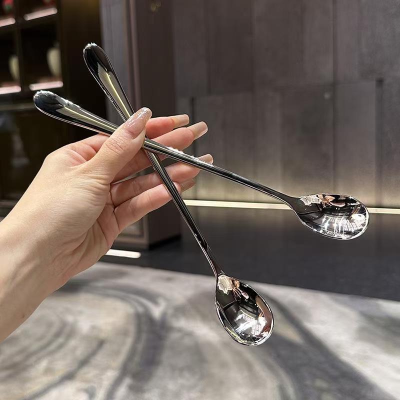 

2pc Round Dinner Dessert Long Coffee Stainless Steel Handled Tea Teaspoon Spoons 2pc серебряный