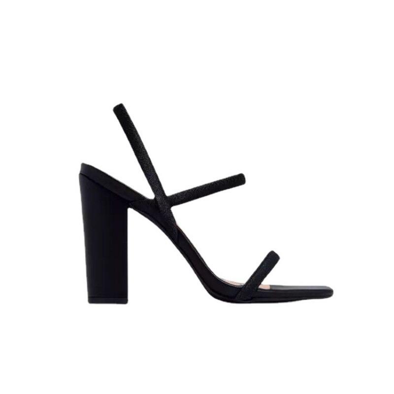 Large size summer new high-heeled sandals women's thick heel square head height-increasing women's shoes large size