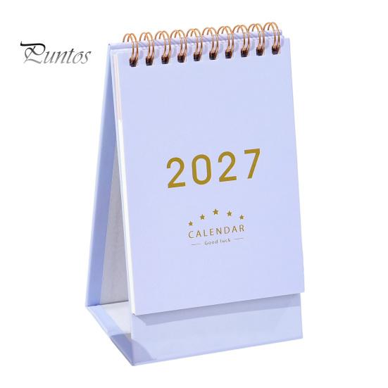 Academic Year Calendar 2027 Desk Calendar, Standing Flip Desktop Minimalist Gold Foil Cover Daily Agenda Monthly Planner, Thick Paper for Note Taking,