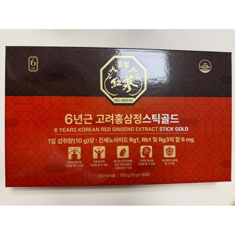 Hurum 6-Year-Old Korean Red Ginseng Extract Stick Gold 30 Packs 1 Box 130g