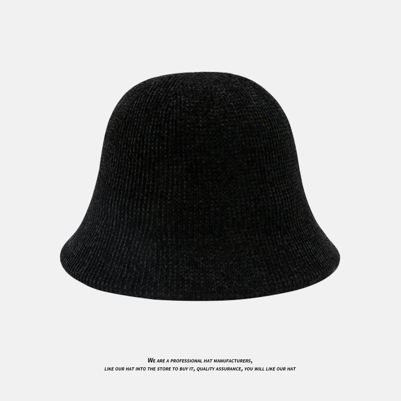 Warm Hat for Women Japanese Style Simple Solid Color Knitted Fisherman Hat Showing Face Small Chenille Casual Ear Protection Basin Hat
