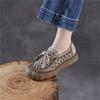 Johnature Retro Hollow-out Breathable Genuine Leather Shoes With Soft Soled Women's Slip-on Shoes