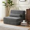 Floor Chair with Back Support, Corduroy Boneless Cloud Foldable Sleeper Sofa with Thick Padding, Dark Grey