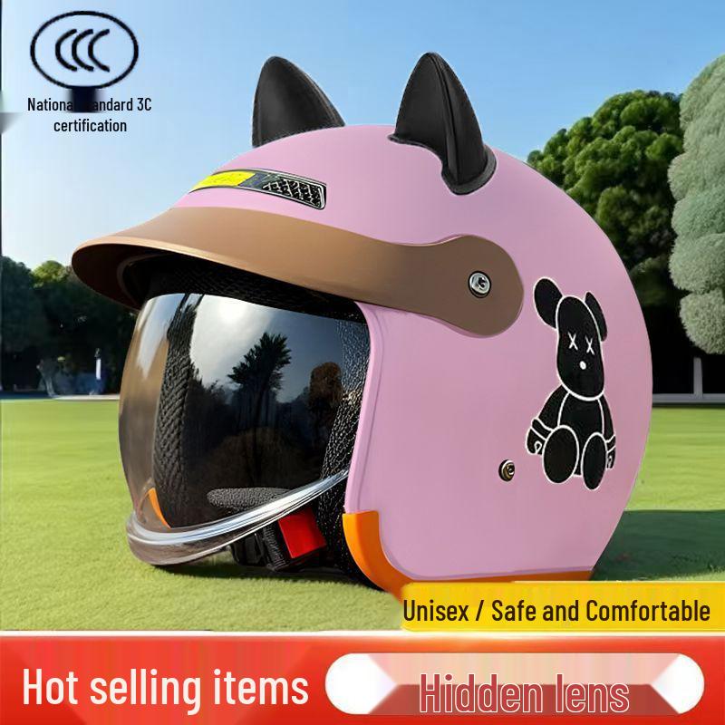 3C Certified Winter Electric Vehicle Safety Helmet: Unisex, Warm, Half-Helmet