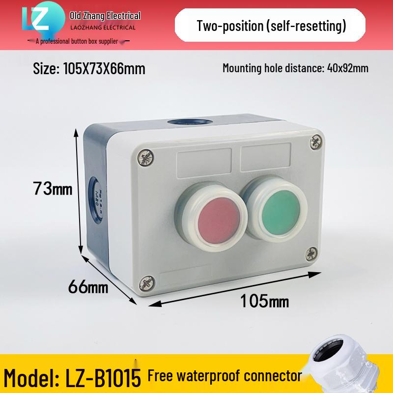 IP65 Waterproof Button Box with Emergency Stop & Indicator Light - 12345-Hole Plastic Enclosure