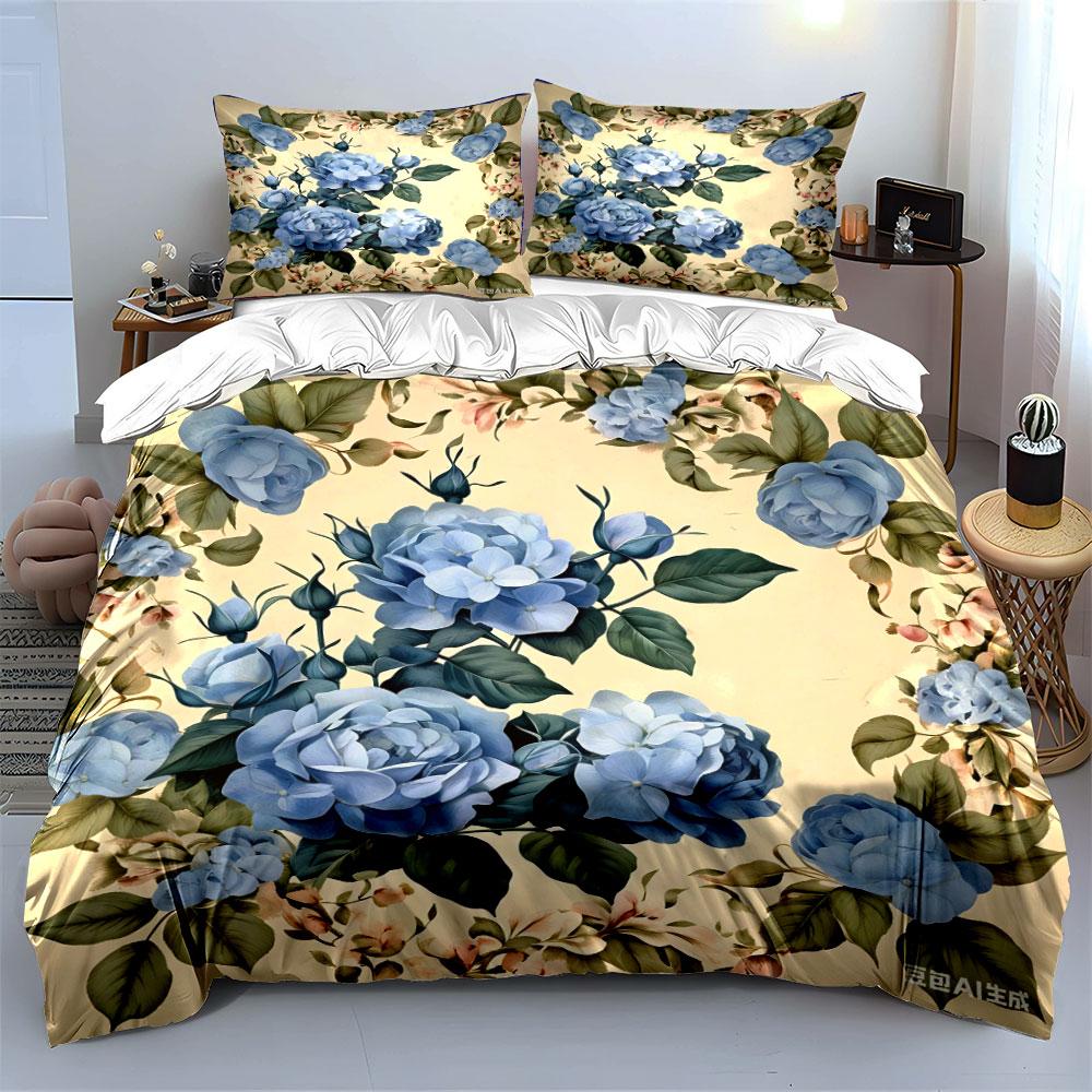 Elegant Floral Three-Piece Set Decor kid's and adults' bedroom decor, Exquisite three-piece bedding set gift