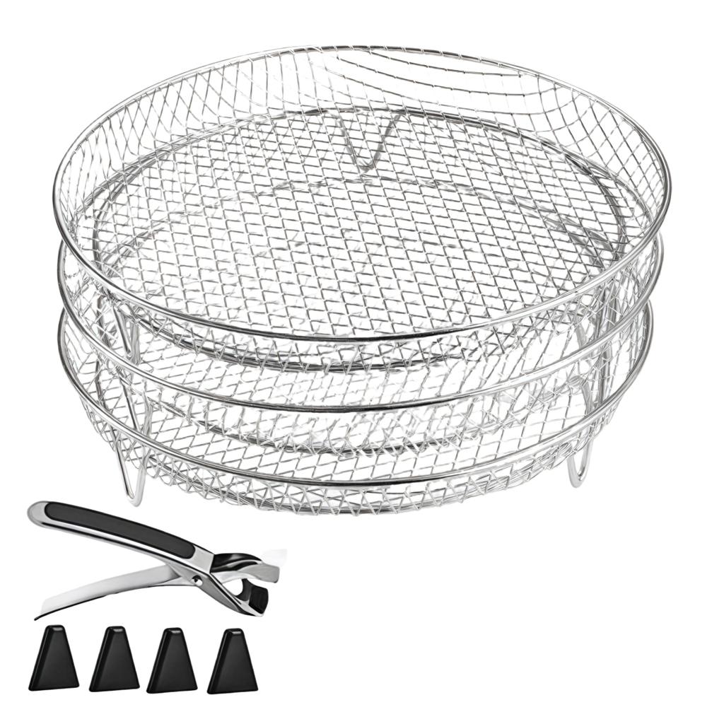 Kochrost Heißluftfritteuse Zubehör 19,5x13,5x9cm Rechteckiges Stapelbares Gestell Set Knusprige Textur Kochen Küche Kochen