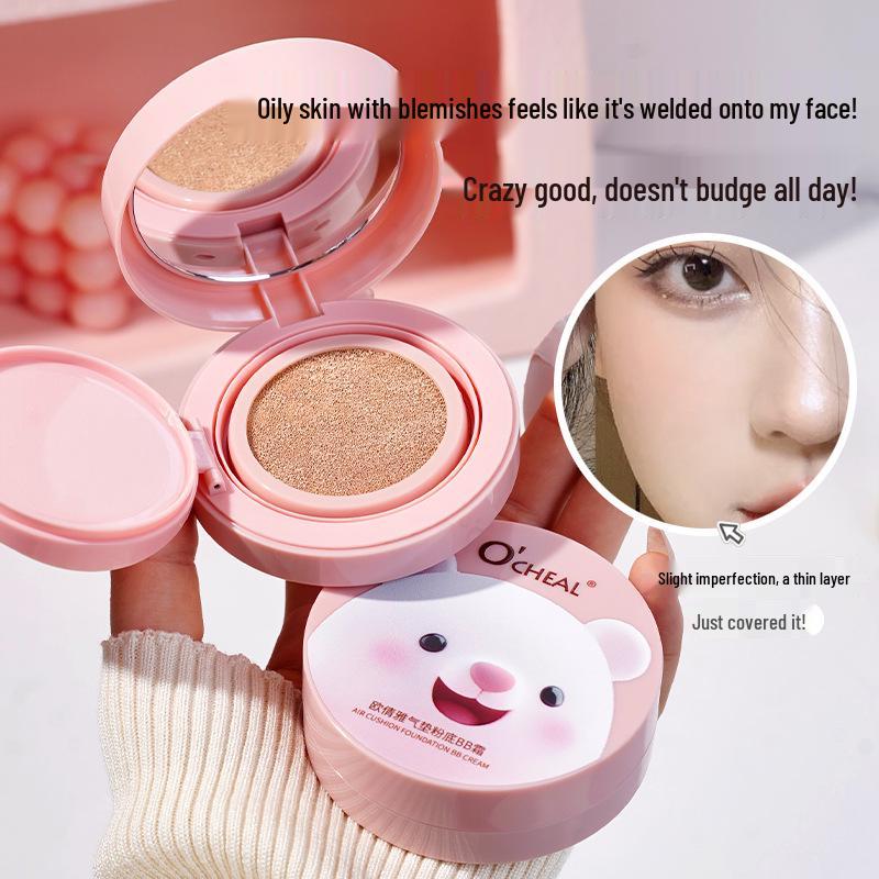 OCHEAL Bear Cushion BB & CC Cream: Long-lasting Concealer & Primer Foundation Ivory White