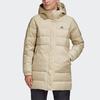 Adidas Warm Windproof Solid Color Mid-Length Down Jacket With Hood Women Outerwear Champagne GE9981