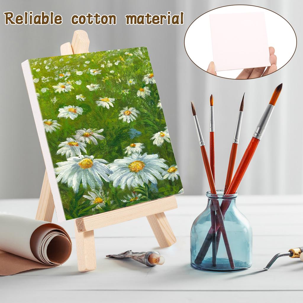 14Pcs Mini Canvas Easel Set Foldable Small Wooden Tabletop Easel Kids Painting Display Holder Art Artist Stationery Kids Gift