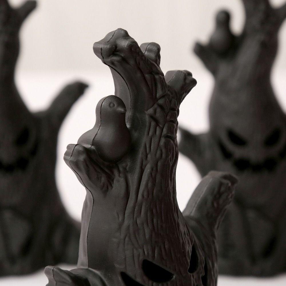 Safety Glowing Ghost Face Candle LED Ghost Tree Stumps Candle Atmosphere Decoration