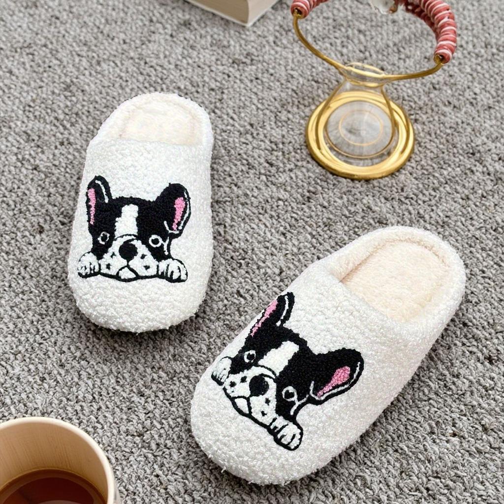 Fashion Platform Fluffy Slippers Women House Plush Cartoon Dog Designer Winter Shoes Girls Flats Home Fashion Casual zapatos de mujer