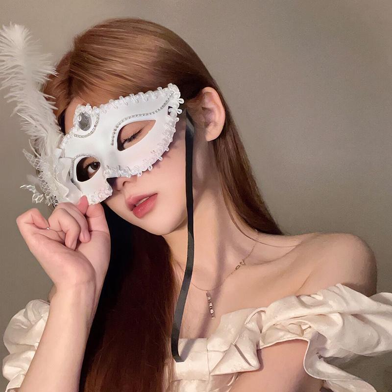 Feather  Women Masquerade Mask Lace Flower  Half Face Sexy Cosplay Party Prom Female Mask Party Makeup