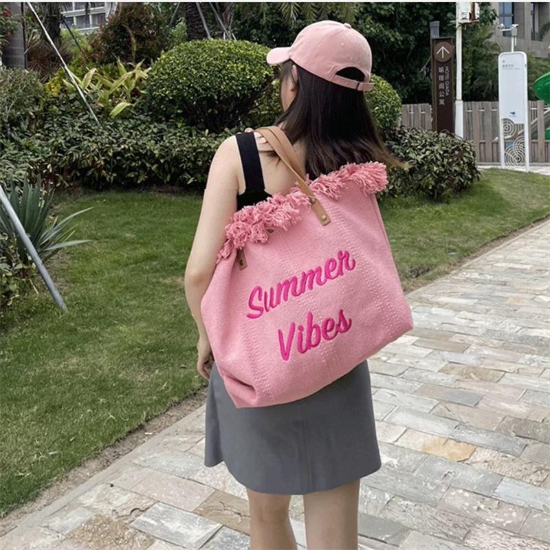 Yogodlns Canvas Women Handbags Large Tote Beach Shopping Bags Underarm Shoulder Bag For Female Casual Top-Handle Bags