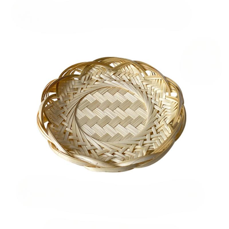 2024 New Dessert Plate Handmade Bamboo Woven Restaurant Fruit Sushi Breakfast Snacks Bamboo Basket Crafts