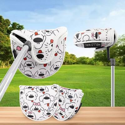 Cartoon Printed Golf Wood Headcover Puppy Pattern Golf Club Protector  Mallet Putter