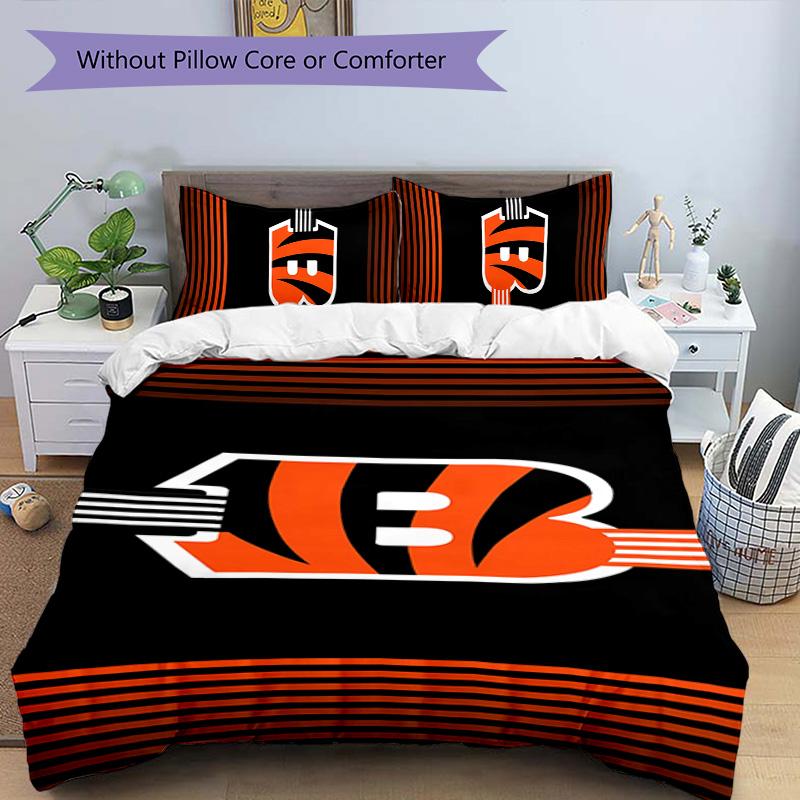 3pcs Cincinnati Bengals LOGO pattern bedding set duvet cover set includes duvet cover &pillowcases,perfect all season bedroom decoration&gift