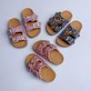 Sandálias de Encaixe com Padrão Xadrez, Strass e Lantejoulas para Crianças, Sapatos Casuais para Todas as Estações para Meninas, Outdoor