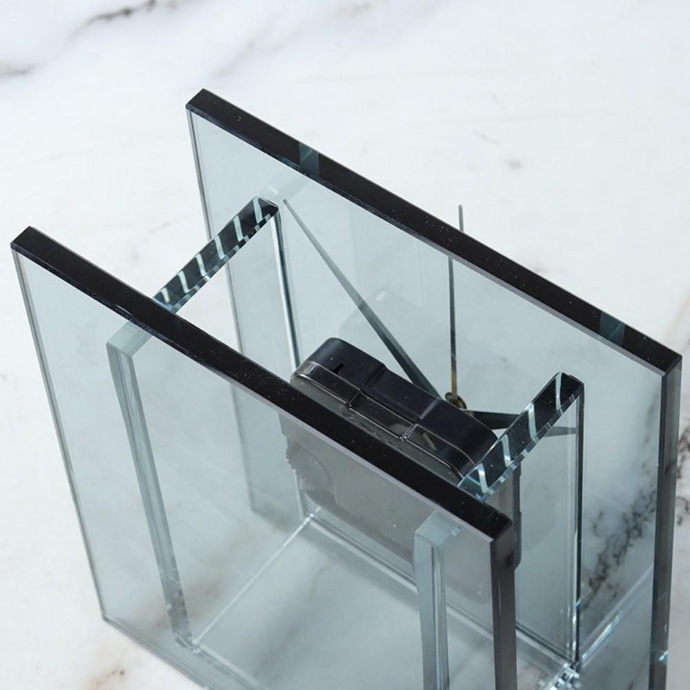 Minimalist Crystal Glass Clock Nordic Style Square Table Clock  Desk Decoration
