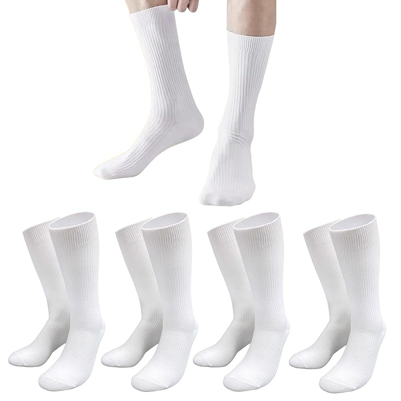 

[PUICK] socks men s For students business socks commute school Commuting to school ribbed socks crew length white black white black Plain color