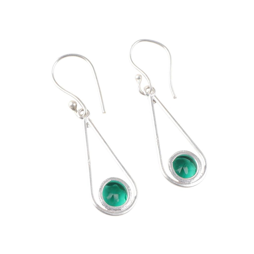 Pietră prețioasă Diopsid Crom Argint Sterling 925 Handmade Cercei Cârlig 1,76" EE-126-6