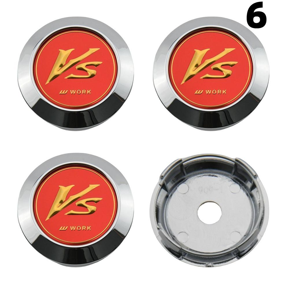 4PCS 64MM OD / 60MM ID Cap For Rims WORK EMOTION EQUIP MEISTER VS Emblem Wheel Center Cap Sport Car Logo Wheel Cover Hub caps
