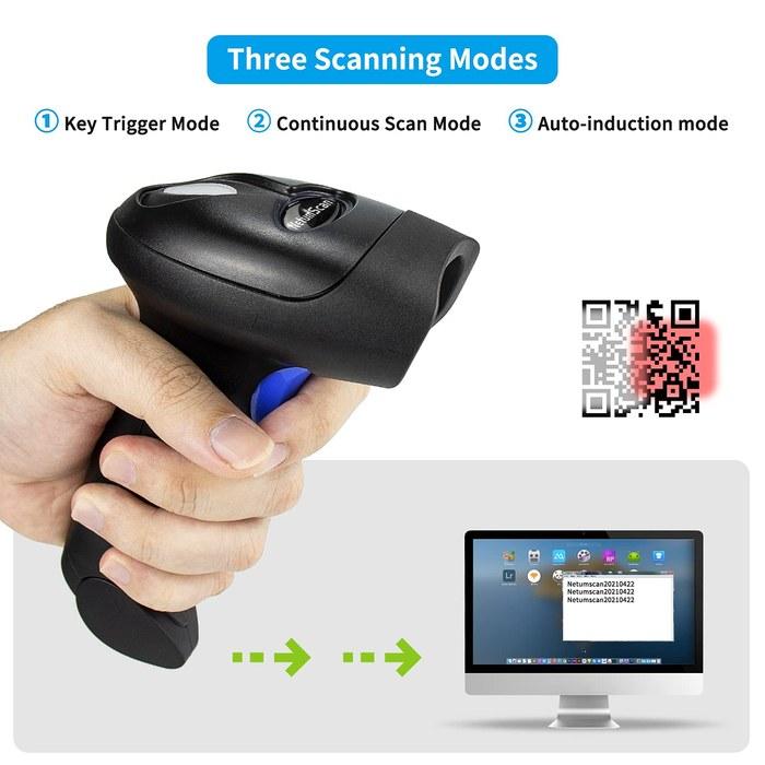 NetumScan Wireless 1D 2D Barcode Scanner Portable QR Code Scanner with USB Receiver for Warehouse POS and Computer