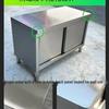 304 Stainless Steel Sliding Door Kitchen Workbench with Rounded Corner and Cutting Board Stove Table