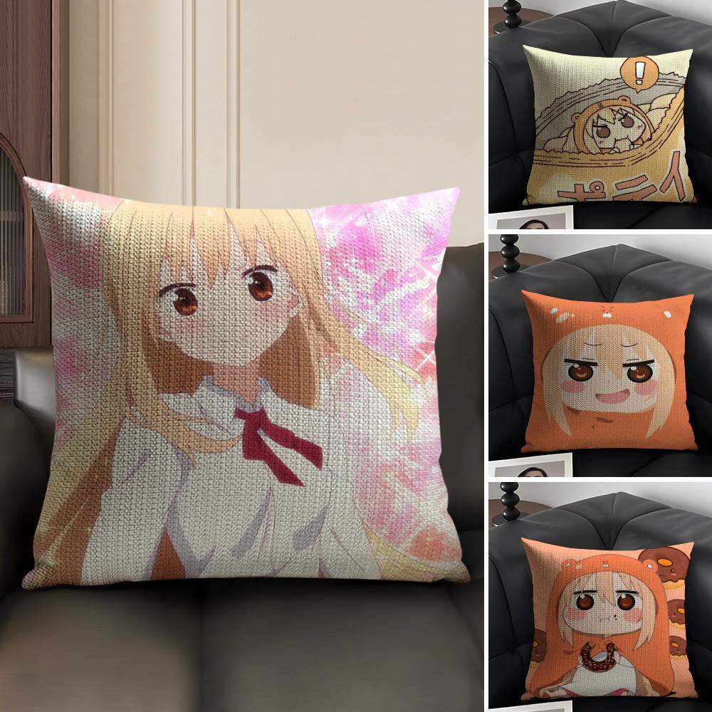 Cute U-umaru D-doma Anime Pillow Case Natural Linen Double-Sided Printing Sofa Home Decor Cushion Cover