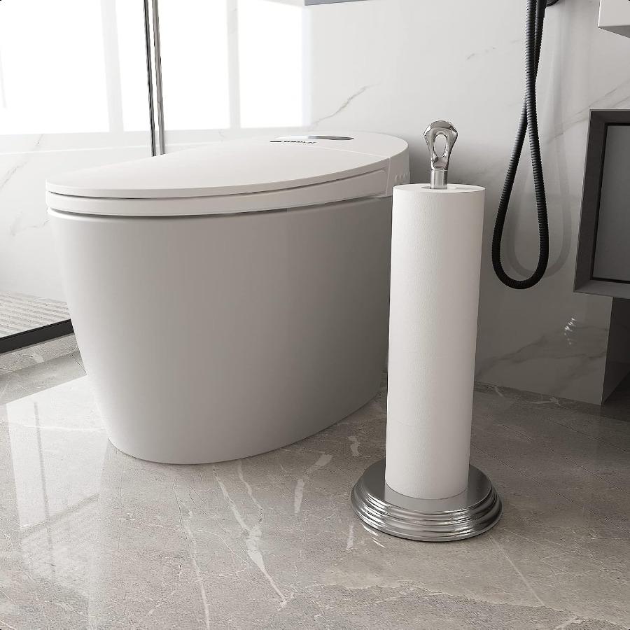 

Держатель для туалетной бумаги с нержавеющим металлом Свободностоящая подставка для туалетной бумаги Хранение для ванной комнаты Держатель для рулона туалетной бумаги для Бат United States