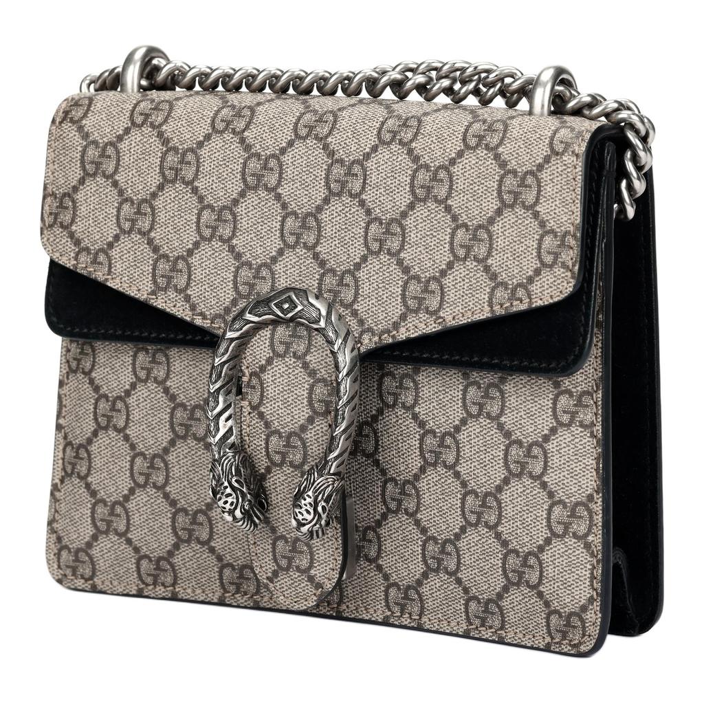 Gucci Geantă Poștașă Pânză Patchwork Piele cu Cataramă Cap de Tigru Dionysus și Logo Floare Îmbătrânită Femei Maro