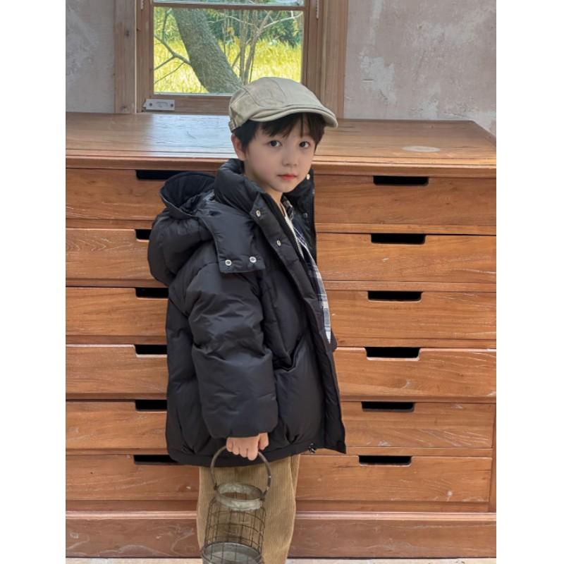 Children's Winter Thickened Warm Short Down Jacket Medium-Large Kids' Lightweight Hooded Coat
