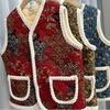 2025 Women's Autumn Winter Elderly Mother's Collarless Cardigan Vest - Versatile Shawl Jacket for Grandma