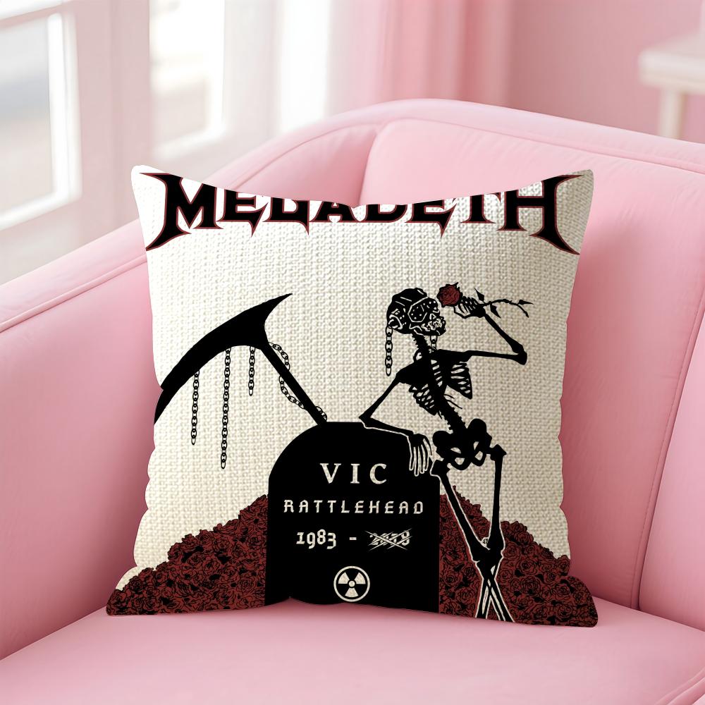 Band MMegadeths Cushion Cover Natural Linen Pillow Case DoubleSided Print Decorative Sofa Pillowcase Home Decor Gift