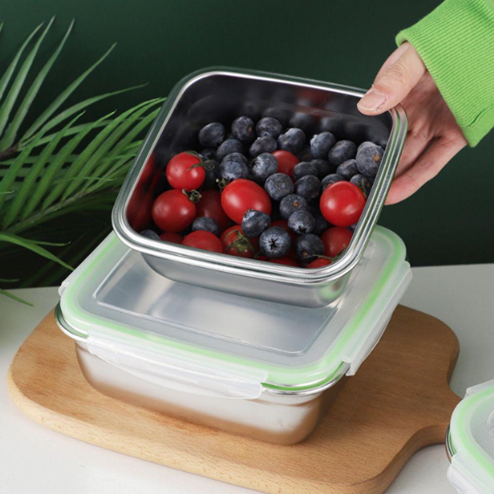 304 Stainless Steel Square Fresh-keeping Box Leak-proof Food Storage Container  Preparing Meals