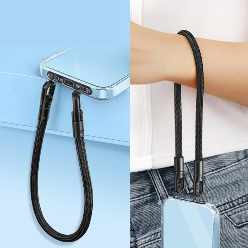 Not Loss Double Hook Phone Lanyard Side Mount Pad Metal Lanyard Clip with Two Rings Corrosion Resistant Clip for Phone