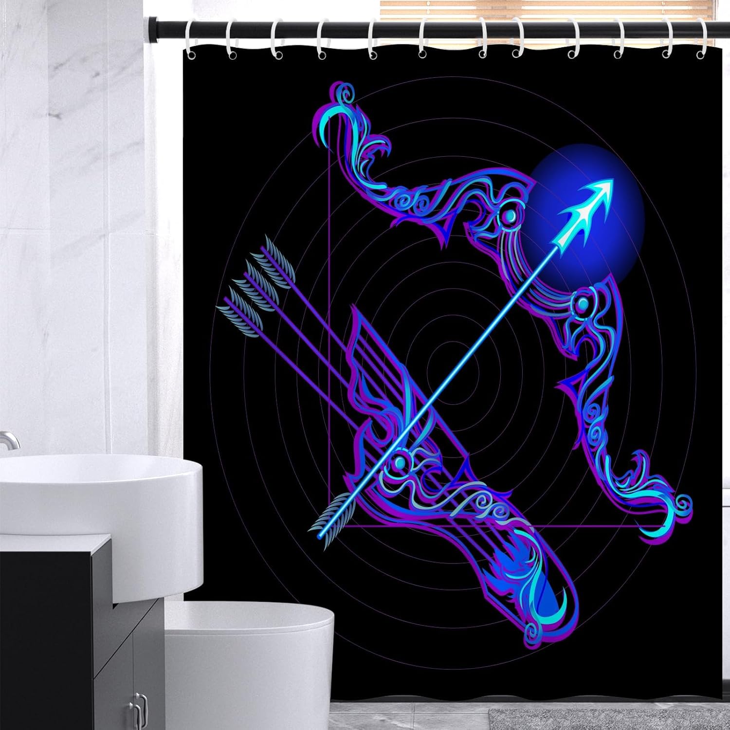 

Black Constellation Shower Curtain Blue Men And Women Horoscope Gift Waterproof Bathroom Decorative Shower Curtain W60H190(CM)-1 Pcs