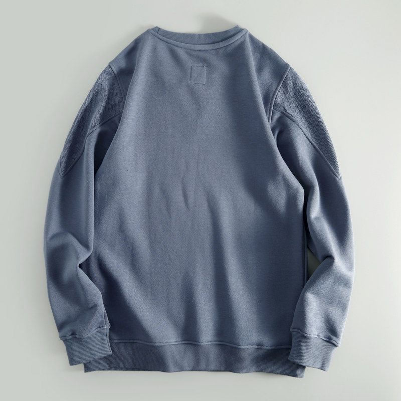 Japanese-Style Spring and Autumn Men's Loose Fit Washed Pure Cotton Terry Cloth Sports Casual Pullover Sweatshirt, Clearance Trendy Brand Top for Men