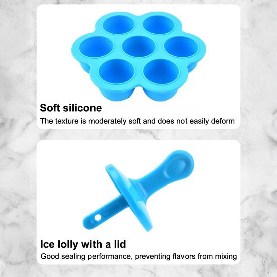 Ice Cream Mold 6-Cavity Flower Shape Silicone Ice Pop Mold with Lids Easy Release Dishwasher Safe Popsicle Mold for Jelly Pudding Soap Making